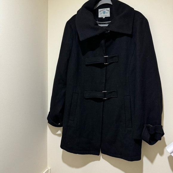 President Stone Jackets & Blazers - Women’s President Stone Black Belted Dressy Casual Collared Sliver Coat Size: 2X